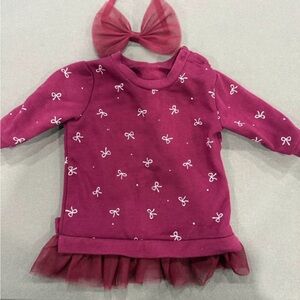 Charming purple Baby Dress with Bow Pattern and toule 3-6m